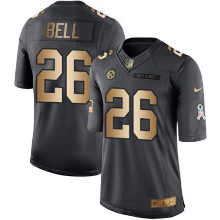 Nike Steelers #26 Le'Veon Bell Black Men's Stitched NFL Limited Gold Salute To Service Jersey