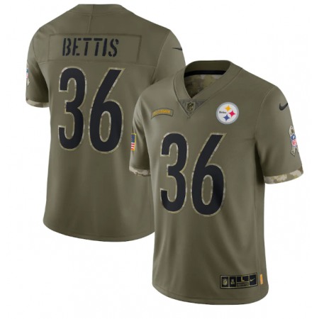 Men's Pittsburgh Steelers #36 Jerome Bettis Olive 2022 Salute To Service Limited Stitched Jersey