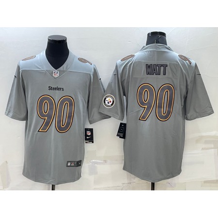 Men's Pittsburgh Steelers #90 T.J. Watt Grey With Patch Atmosphere Fashion Stitched Jersey