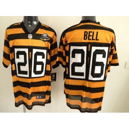 Nike Steelers #26 Le'Veon Bell Yellow/Black Alternate 80TH Throwback Men's Stitched NFL Elite Jersey