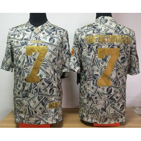 Nike Steelers #7 Ben Roethlisberger Dollar Fashion Men's Stitched NFL Elite Jersey
