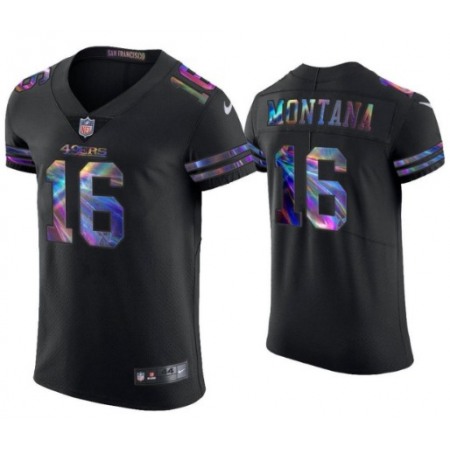 Men's San Francisco 49ers #16 Joe Montana Black Edition Stitched Football Jersey