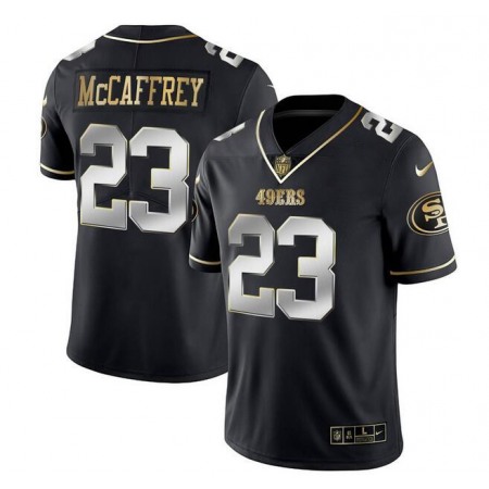 Men's San Francisco 49ers #23 Christian McCaffrey Black Gold Stitched Jersey