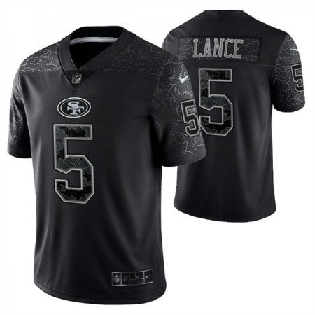 Men's San Francisco 49ers #5 Trey Lance Black Reflective Limited Stitched Football Jersey