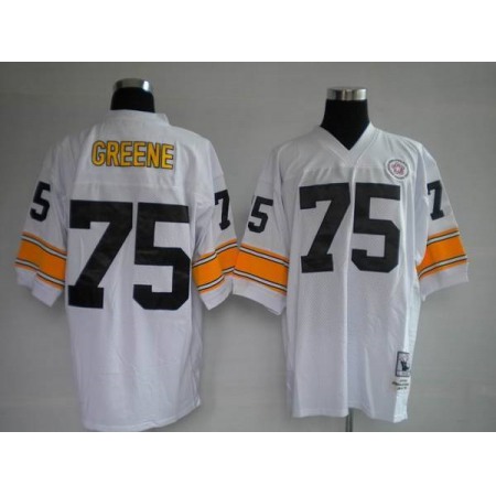 Mitchell & Ness Steelers #75 Joe Greene White Stitched Throwback NFL Jersey