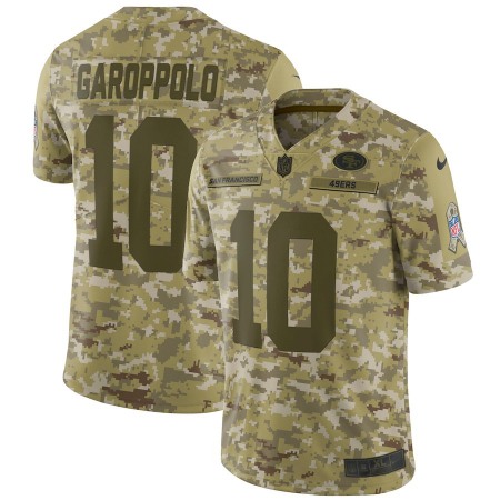 Men's San Francisco 49ers #10 Jimmy Garoppolo 2018 Camo Salute to Service Limited Stitched NFL Jersey