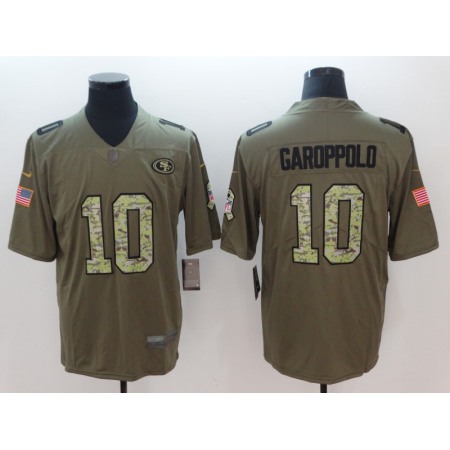 Men's San Francisco 49ers #10 Jimmy Garoppolo Green Camo Salute To Service Limited Stitched NFL Jersey