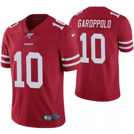 Men's San Francisco 49ers #10 Jimmy Garoppolo Red 2019 100th season Vapor Untouchable Limited Stitched NFL Jersey