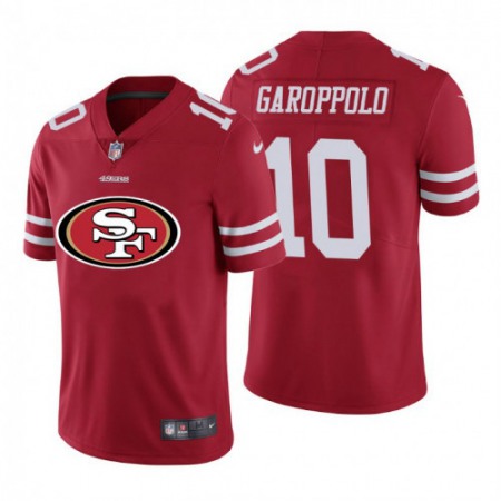 Men's San Francisco 49ers #10 Jimmy Garoppolo Red 2020 Team Big Logo Limited Stitched Jersey