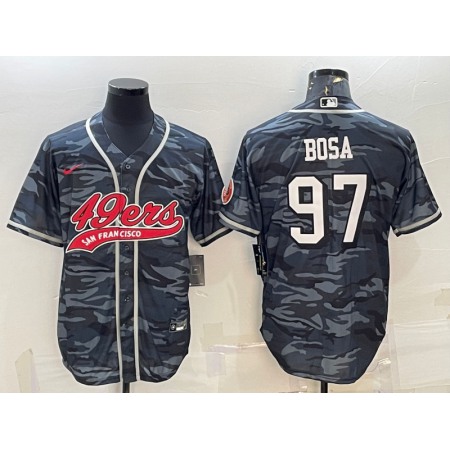 Men's San Francisco 49ers #97 Nick Bosa Grey Camo With Patch Cool Base Stitched Baseball Jersey