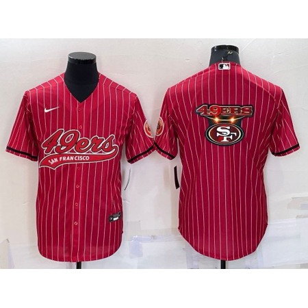 Men's San Francisco 49ers Red Team Big Logo With Patch Cool Base Stitched Baseball Jersey