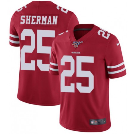 Men's San Francisco 49ers #25 Richard Sherman Red 2019 100th season Vapor Untouchable Limited Stitched NFL Jersey