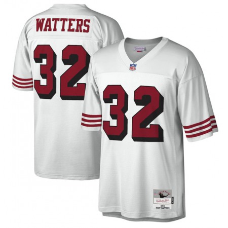 Men's San Francisco 49ers #32 Ricky Watters White Mitchell & Ness Legacy Stitched Jersey