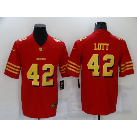 Men's San Francisco 49ers #42 Ronnie Lott Red Gold Vapor Untouchable Limited Stitched Jersey