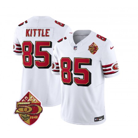 Men's San Francisco 49ers #85 George Kittle White 2023 F.U.S.E. 50th Patch Vapor Untouchable Limited Stitched Football Jersey