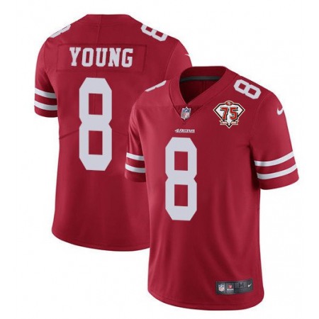 Men's San Francisco 49ers #8 Steve Young 2021 Red 75th Anniversary Vapor Untouchable Stitched NFL Jersey