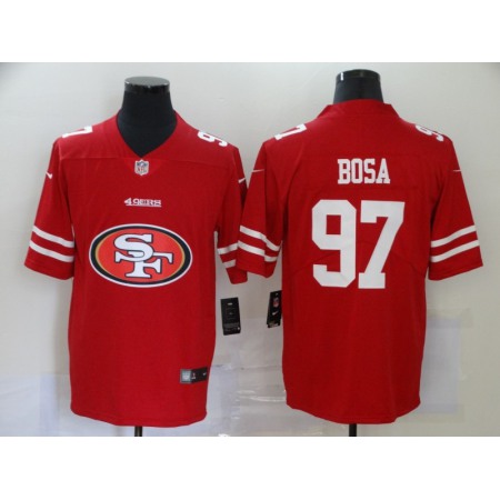 Men's San Francisco 49ers #97 Nick Bosa Red 2020 Team Big Logo Limited Stitched Jersey