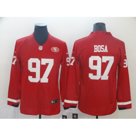 Men's San Francisco 49ers #97 Nick Bosa Scarlet Therma Long Sleeve Stitched NFL Jersey