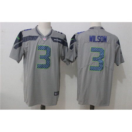 Men's Nike Seattle Seahawks #3 Russell Wilson Gray Stitched NFL Vapor Untouchable Limited Jersey