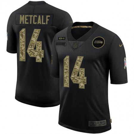 Men's Seattle Seahawks #14 D.K. Metcalf 2020 Black Camo Salute To Service Limited Stitched Jersey
