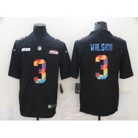 Men's Seattle Seahawks #3 Russell Wilson 2020 Black Crucial Catch Limited Stitched Jersey