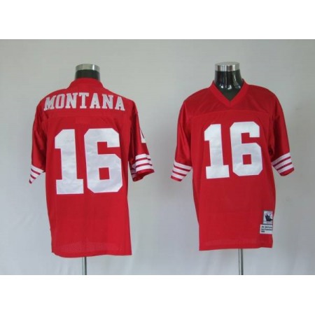 Mitchell and Ness 49ers Joe Montana #16 Stitched Red NFL Jersey