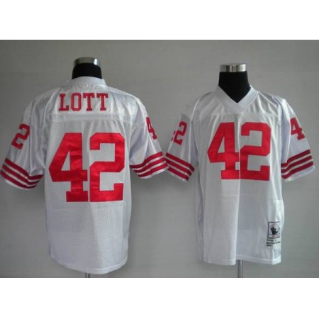 Mitchell and Ness 49ers Ronnie Lott Premier #42 Stitched White Jersey
