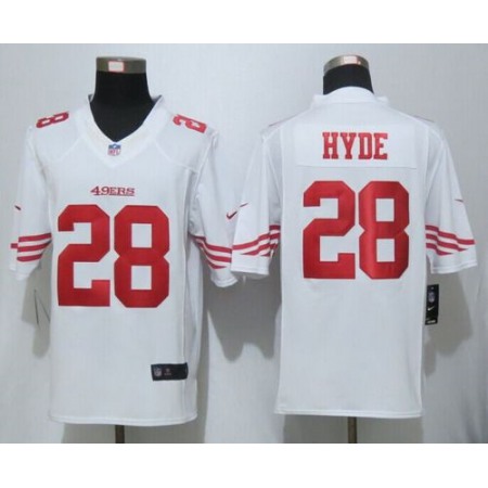 Nike 49ers #28 Carlos Hyde White Men's Stitched NFL Limited Jersey