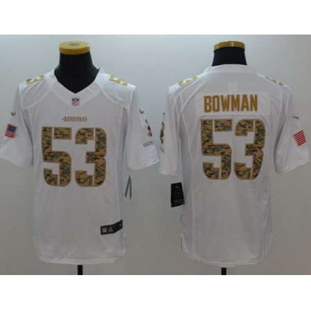 Nike 49ers #53 NaVorro Bowman White Men's Stitched NFL Limited Salute to Service Jersey