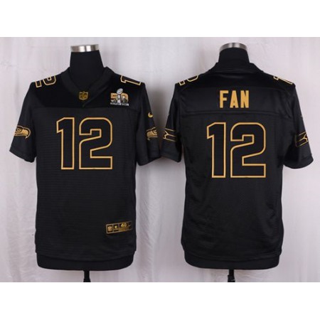 Nike Seahawks #12 Fan Black Men's Stitched NFL Elite Pro Line Gold Collection Jersey