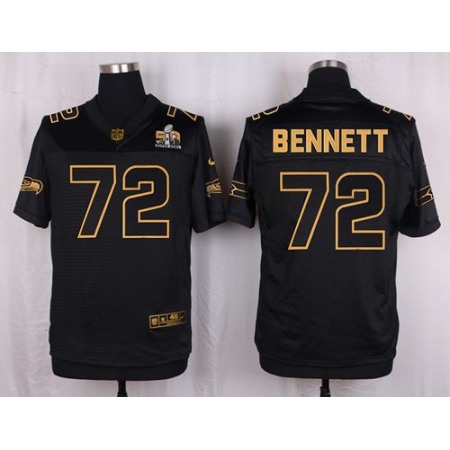 Nike Seahawks #72 Michael Bennett Black Men's Stitched NFL Elite Pro Line Gold Collection Jersey