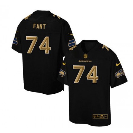 Nike Seahawks #74 George Fant Black Men's Stitched NFL Elite Pro Line Gold Collection Jersey