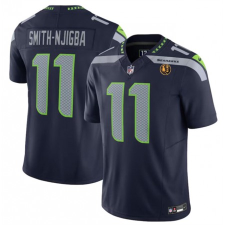 Men's Seattle Seahawks #11 Jaxon Smith-Njigba Navy 2023 F.U.S.E. With John Madden Patch Vapor Limited Stitched Football Jersey