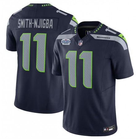Men's Seattle Seahawks #11 Jaxon Smith-Njigba Navy 2023 F.U.S.E. With Prem1ere Patch 90th Anniversary Vapor Untouchable Limited Stitched Football Jersey