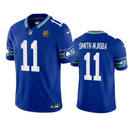 Men's Seattle Seahawks #11 Jaxon Smith-Njigba Royal 2023 F.U.S.E. Throwback With John Madden Patch Vapor Limited Stitched Football Jersey