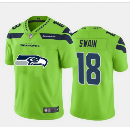 Men's Seattle Seahawks #18 Freddie Swain Green 2020 Team Big Logo Limited Stitched Jersey