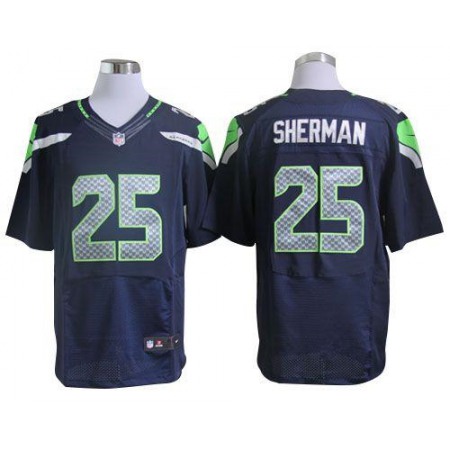Nike Seahawks #25 Richard Sherman Steel Blue Team Color Men's Stitched NFL Elite Jersey