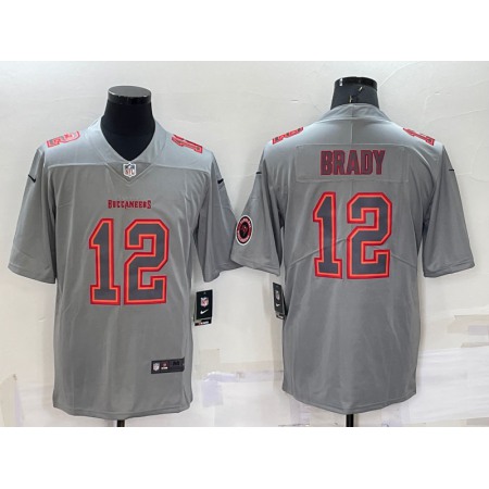 Men's Tampa Bay Buccaneers #12 Tom Brady Grey With Patch Atmosphere Fashion Stitched Jersey