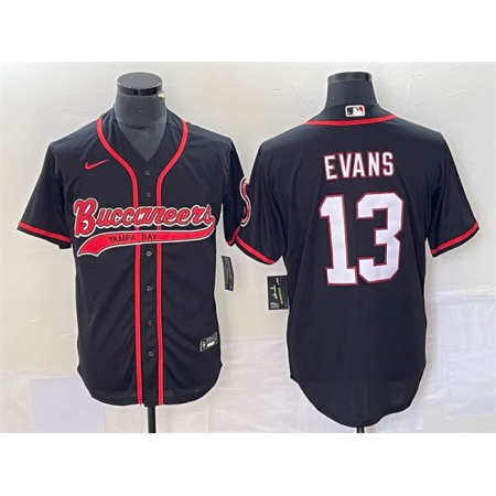 Men's Tampa Bay Buccaneers #13 Mike Evans Black Cool Base Stitched Baseball Jersey