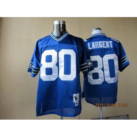 Mitchell & Ness Seahawks #80 Steve Largent Blue Throwback Stitched NFL Jersey