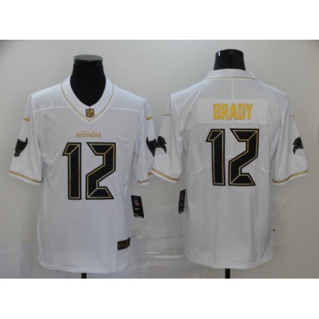 Men's Tampa Bay Buccaneers #12 Tom Brady White Golden Stitched NFL Jersey