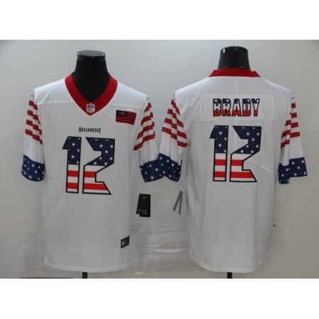 Men's Tampa Bay Buccaneers #12 Tom Brady White USA Flag Fashion Color Rush Stitched Jersey