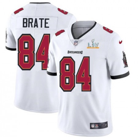 Men's Tampa Bay Buccaneers #84 Cameron Brate White 2021 Super Bowl LV Limited Stitched Jersey