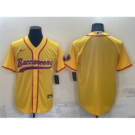 Men's Tampa Bay Buccaneers Blank Yellow Cool Base Stitched Baseball Jersey