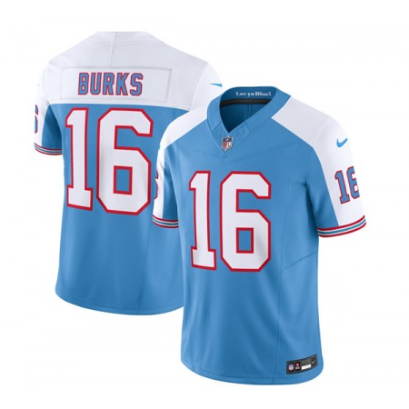 Men's Tennessee Titans #16 Treylon Burks Blue/White 2023 F.U.S.E. Vapor Limited Throwback Stitched Football Jersey