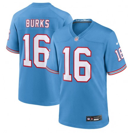 Men's Tennessee Titans #16 Treylon Burks Light Blue Throwback Player Stitched Game Jersey