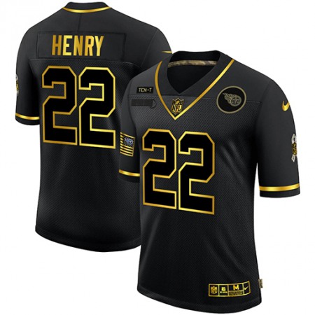 Men's Tennessee Titans #22 Derrick Henry Black/Gold Salute To Service Limited Stitched Jersey