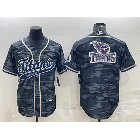 Men's Tennessee Titans Grey Camo Team Big Logo With Patch Cool Base Stitched Baseball Jersey