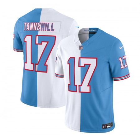 Men's Tennessee Titans #17 Ryan Tannehill White/Blue 2023 F.U.S.E. Split Vapor Limited Throwback Stitched Football Jersey