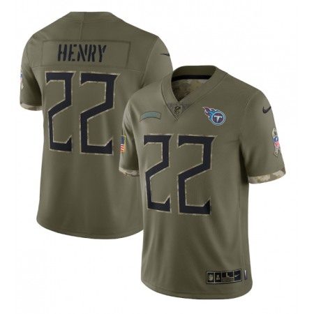 Men's Tennessee Titans #22 Derrick Henry Olive 2022 Salute To Service Limited Stitched Jersey